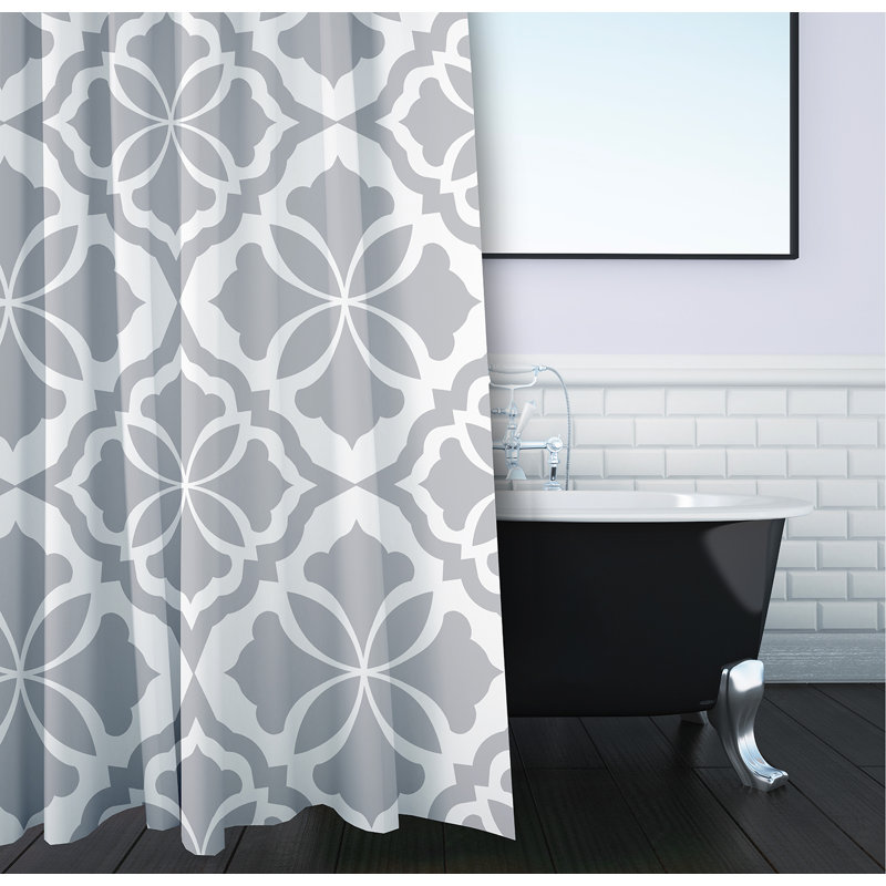 Rideau de douche simple floral Rosas, Gris