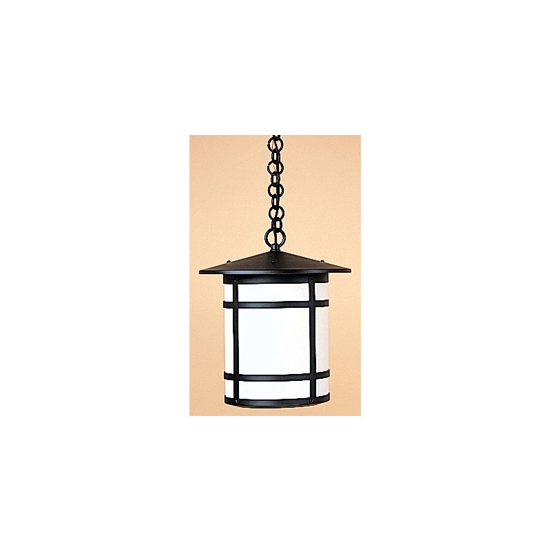  Lanterne Suspendue à 1 Lumière Berkeley, 24.75" H x 14" W, Brun rustique, Blanc Opalescent