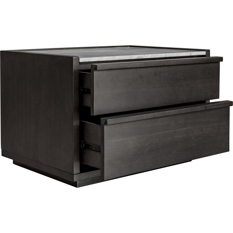 2 - Drawer Nightstand in Dark Grey, Light Gray/Dark Brown