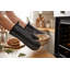 CENA Lot de 2 gants de cuisine noirs tissés avec poignée en silicone, gants de cuisine en coton résistant à la chaleur de 33 cm pour la cuisson et la pâtisserie