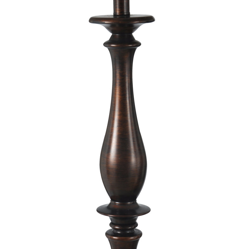 Lampe sur pied traditionnelle 61 po Aseem - Finition bronze - Abat-jour rigide en soie taupe, Bronze Charlton