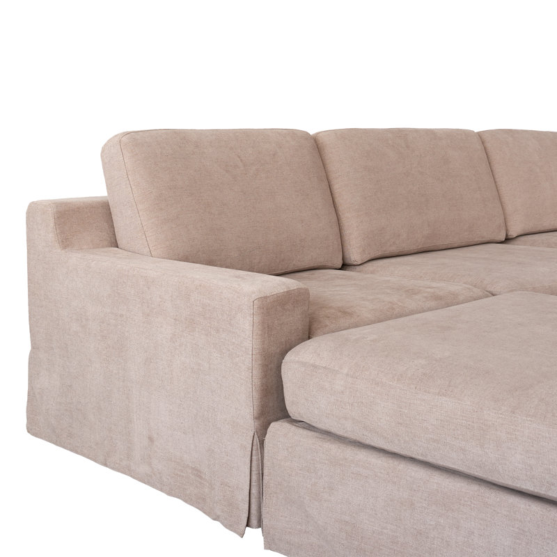 Oecusse Upholstered 38.6 " Linen Sectional, Khaki