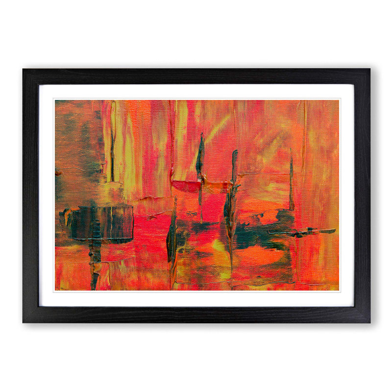 Abstract Art Painting Vol.293 by S.Johnson - Picture Frame Painting Print, 62cm H x 87cm W x 2cm D, Black Framed