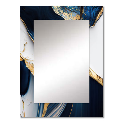 Abstract Geode Waves Gold I - Abstract Decorative Mirror, Modern Wall Mirror, Printed Metal Art