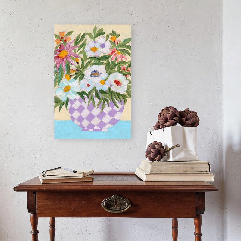 Joyeux bouquet de fleurs moderne abstrait contemporain lavande fleur art mural