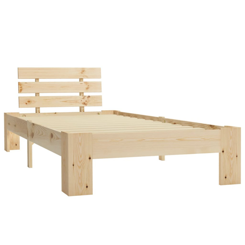 vidaXL Bed Frame Solid Pine Wood, Beige, 100 x 200 cm