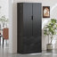Armoire garde-manger cannelée moderne 72 po avec 2 tiroirs, 8 étagères à épices et 8 tablettes réglables, armoire de rangement autoportante pour la salle à manger, la salle de bain et le vestibule-130839298