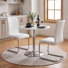Ensemble de salle à manger moderne 3 pièces en verre trempé imitation marbre rond de 35 pouces avec chaises cantilever en similicuir
