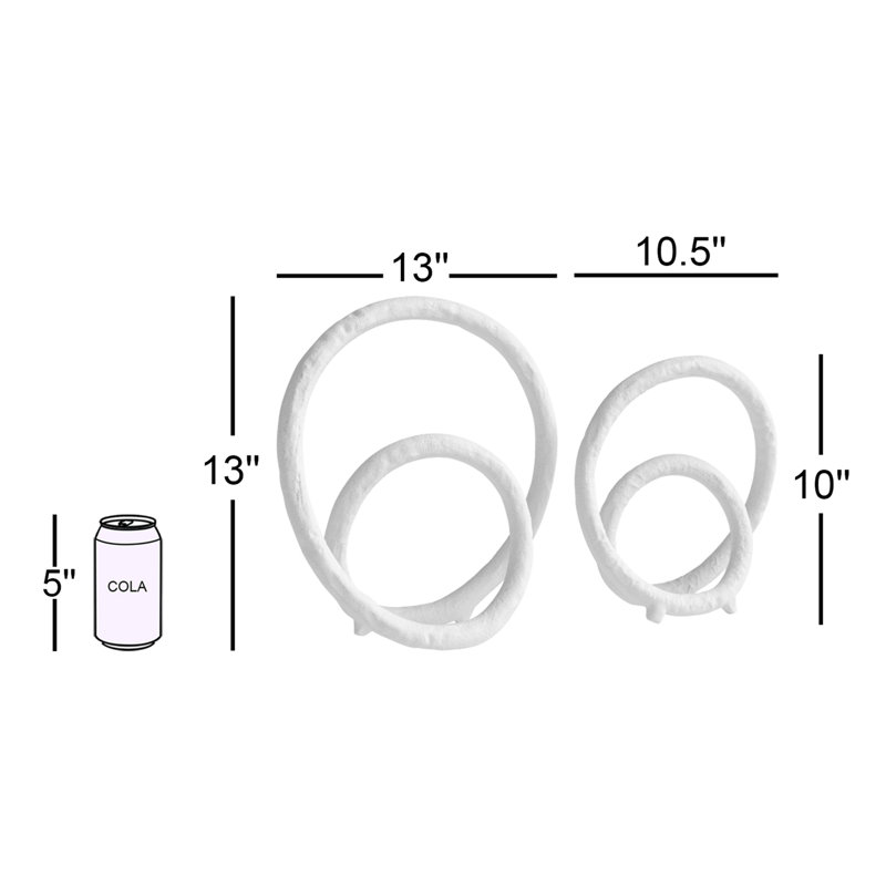 Ensemble de sculpture 2 pièces Aviel, Blanc, H 13 po x l 13 po x P 3,5 po