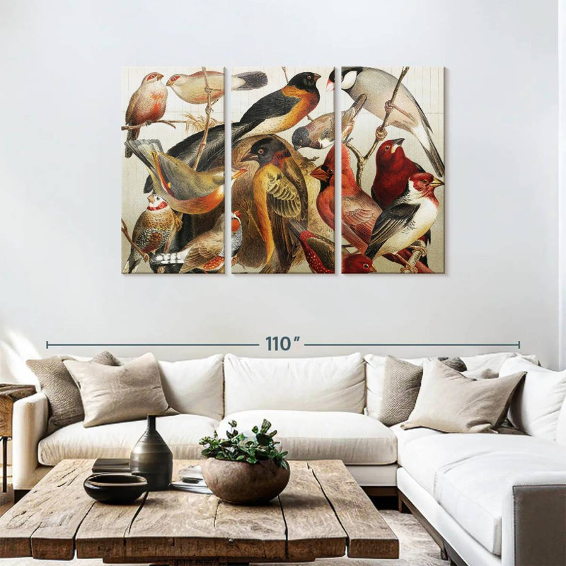 Collection d'oiseaux botaniques Brampt II, H 48 po x l 74 po