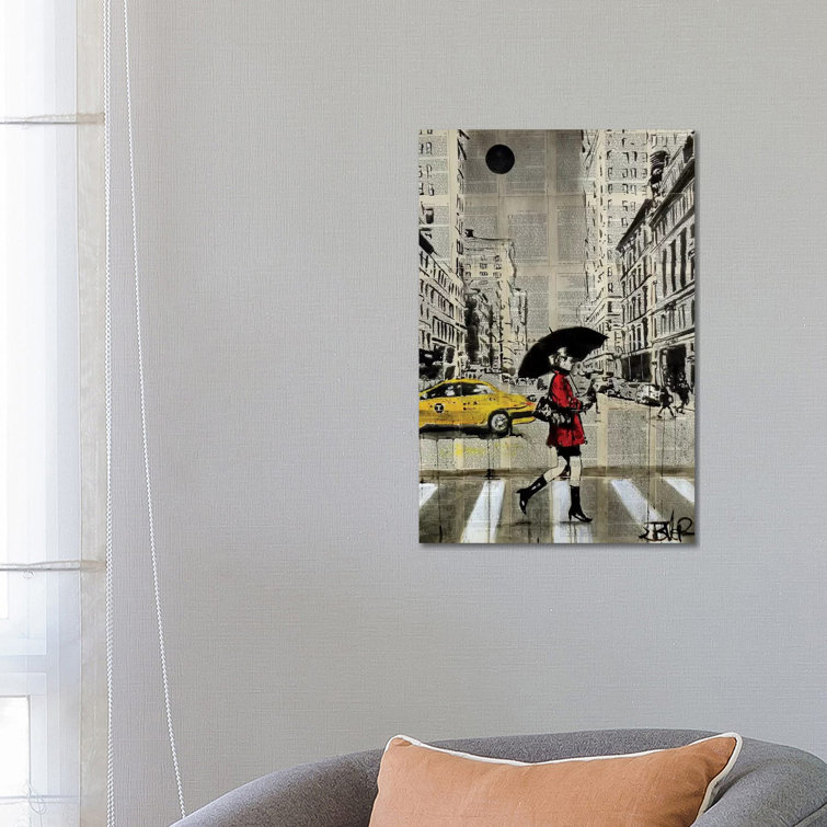 Red Coat by Loui Jover - Wrapped Canvas Print