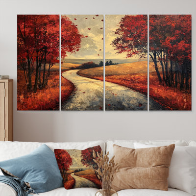 Country Lane in Autumn II - Forest Wall Art - Art mural traditionnel pour le salon