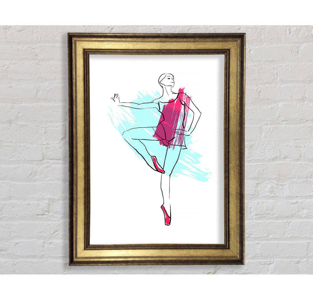 Blau Rosa Ballerina 2 Gerahmter Druck