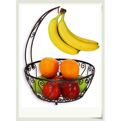 Fruit Basket Bowl With Banana Tree Hanger