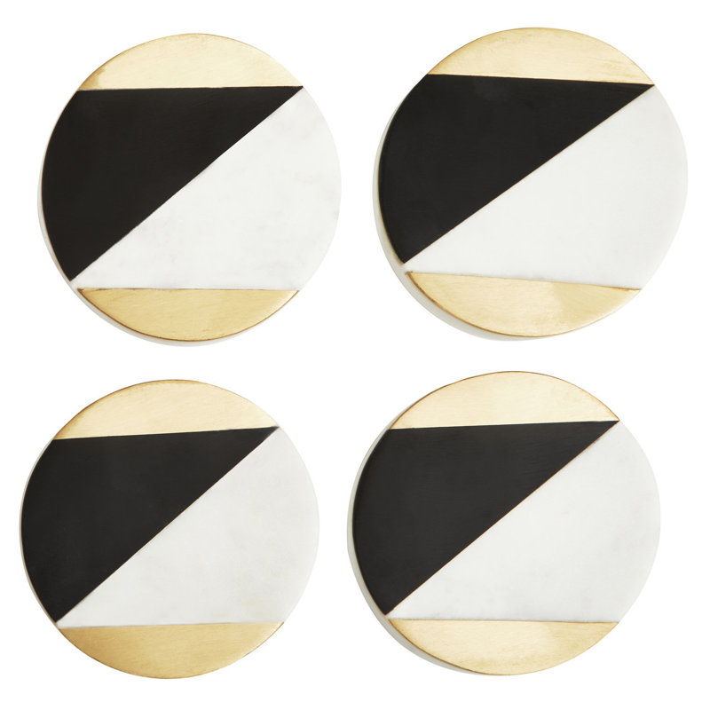 Marble Round 4 Piece Coaster Set