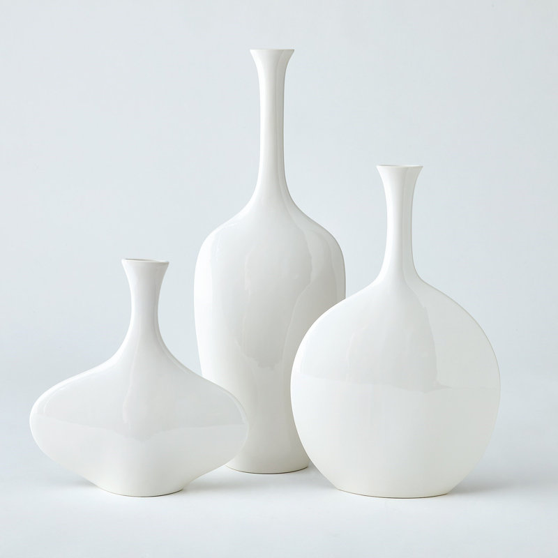 Silhouette Vase-Slim, White, Overall Height-  12"