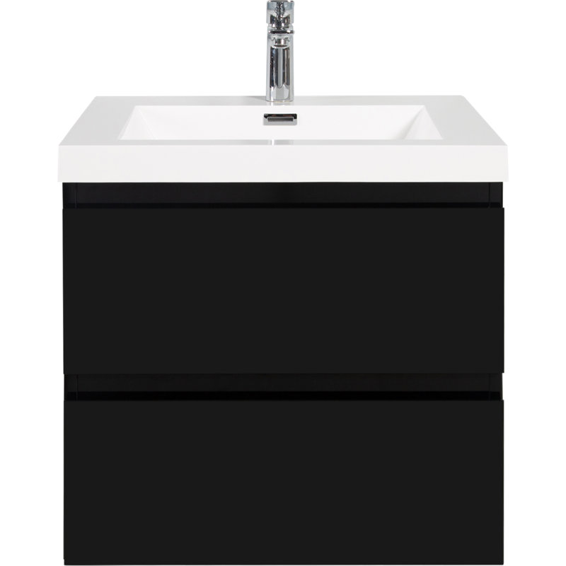 Meuble-lavabo flottant 24 po avec lavabo et tiroirs à fermeture en douceur 24 po, Noir