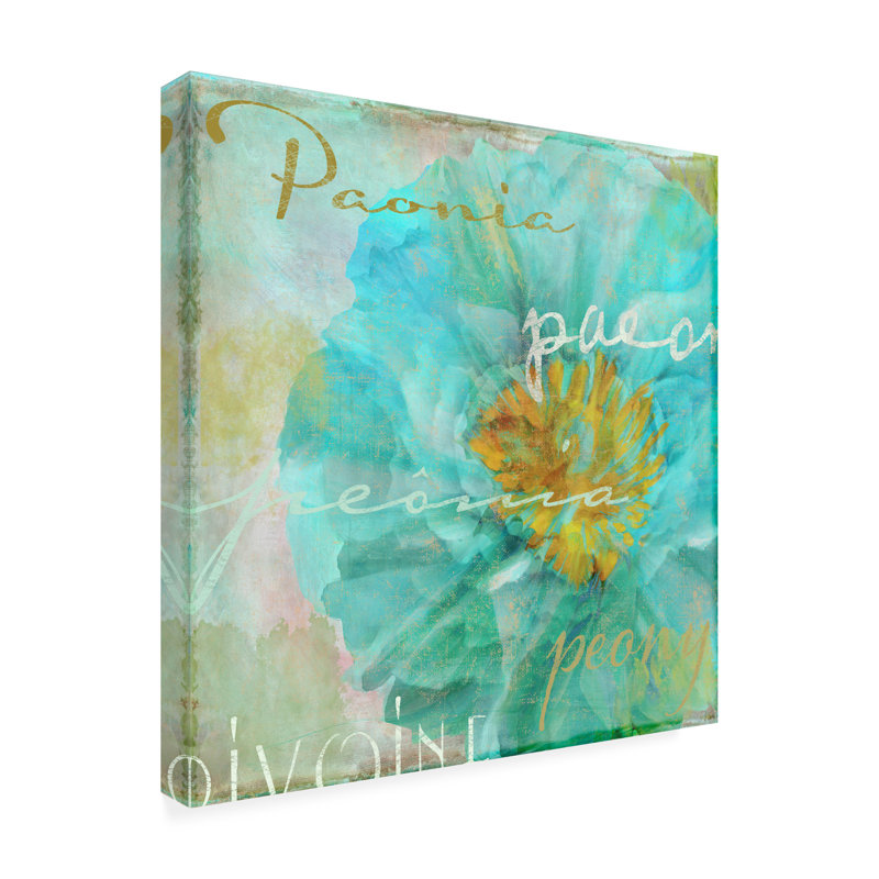 Art sur toile pivoine bleue, H 14 po x l 14 po