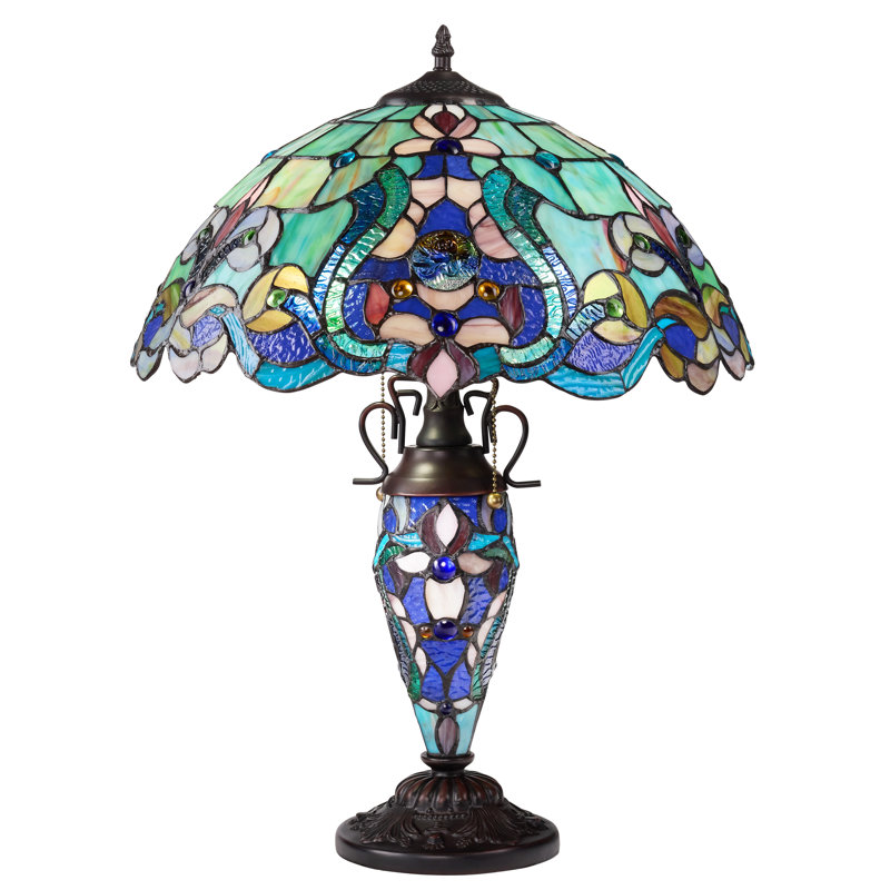 Lampe de table 24 po H Tiffany, Sarcelle