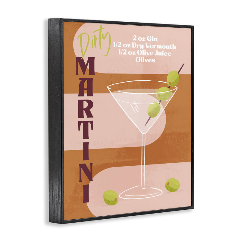  «Retro Dirty Martini Recipe», estampe numérique encadrée par Deane Beesley, H 20 po x l 16 po, Giclée encadrée noir minuit