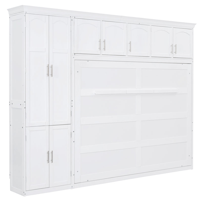 Grand lit escamotable mural avec armoires, grand