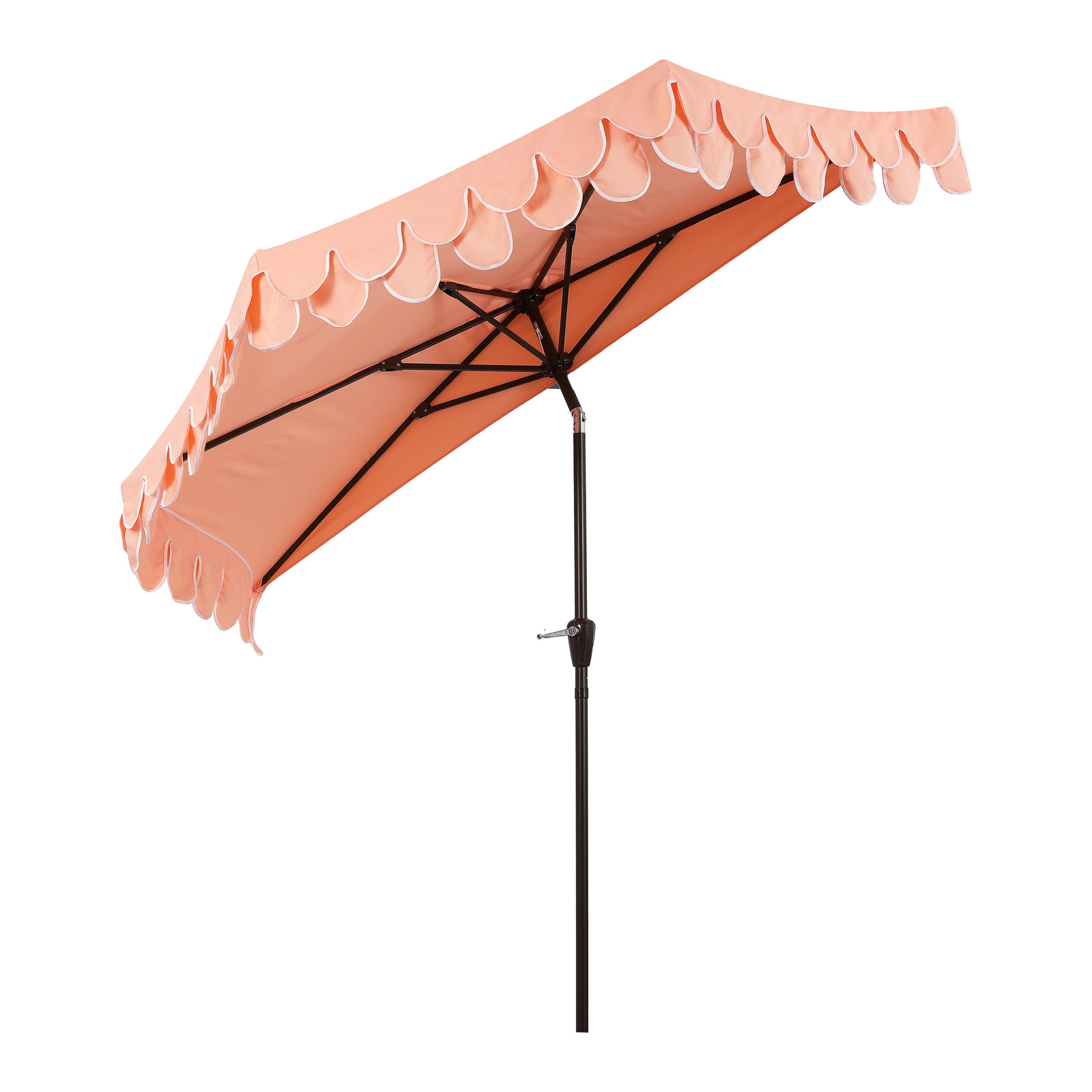 9' Market Umbrella, Dark Brown, Coral Pink/White
