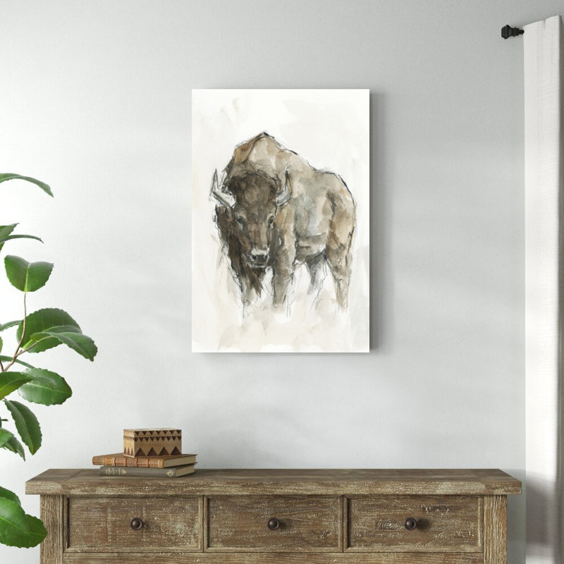 «American Buffalo II» par Ethan Harper - reproduction d'art sur toile tendue, H 36 po x l 24 po