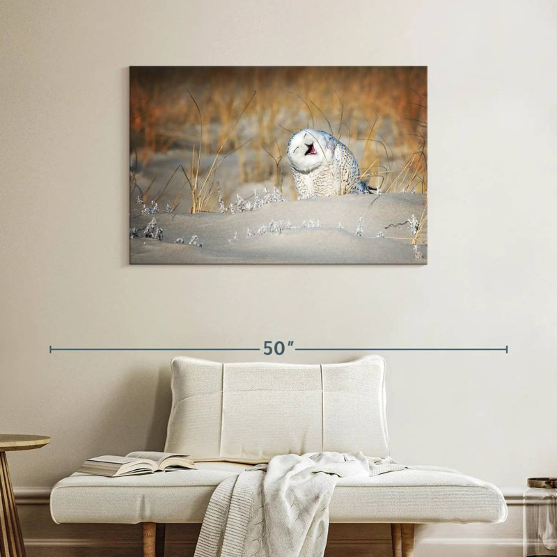 Brampt Funny Snowy Owl, 26" H x 39" W