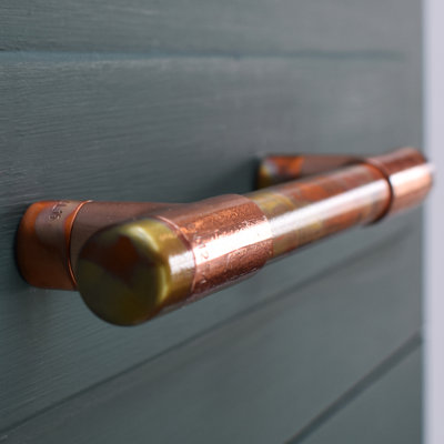 Copper Pull Handle - Marbled / High Polish Mix (T-Shaped)