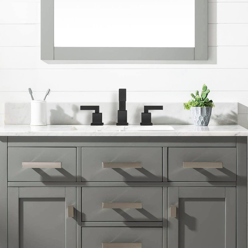 Matte Black Bathroom Faucet With 2 Handles - Waterfall Spout For Sink Pop Up Drain Assembly And Supply Hose 8 2 Design 8-Inch Vanity Tap