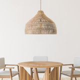 Andreina 1 - Light Natural Pendant– 14"-18"-24"-28" Woven Palm Fiber Plug-In or Hardwired Light for Kitchen, Bedroom, or Foyer in Coastal Organic Style