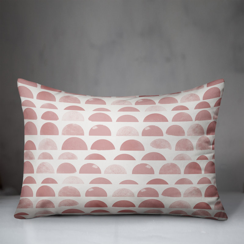 Housse et insert de coussin rectangulaire extérieur demi-cercles 17, Rose