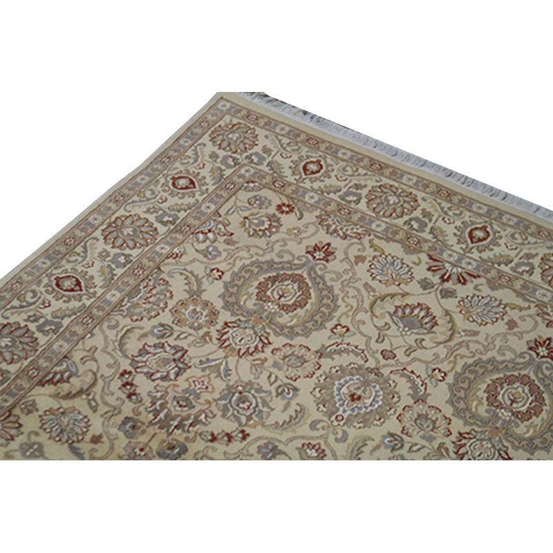 Hand-Knotted High-Quality Beige and Red Area Rug