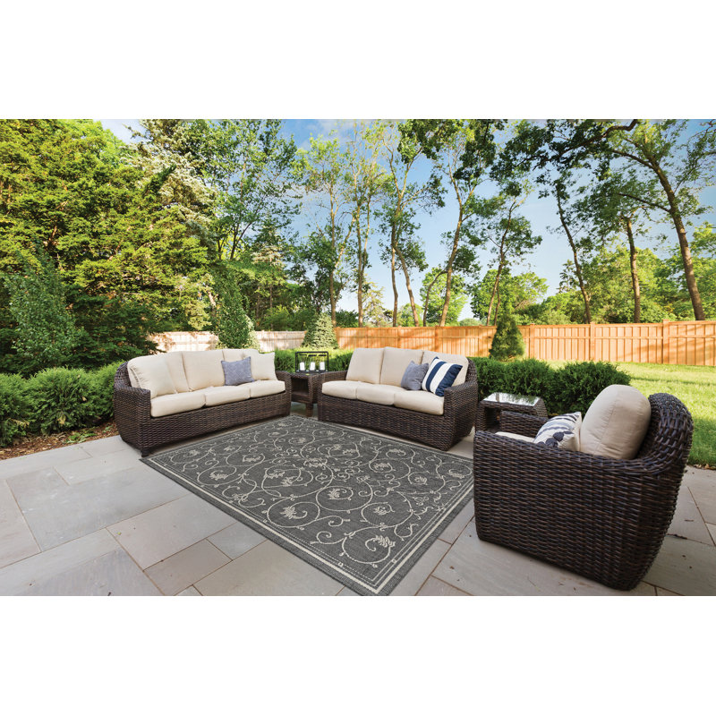 Tapis intérieur / extérieur Ariadne, Gris, Rectangle 7 pi 6 po x 10 pi 9 po