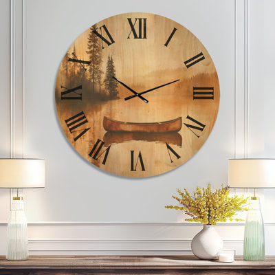 Grande horloge murale en bois pittoresque - Lake Canoe Drifting