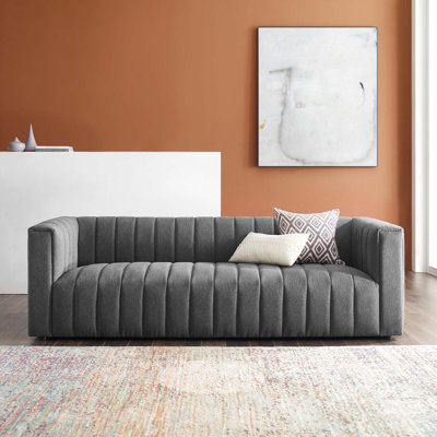 Reflection Channel Tufted Upholstered Fabric Sofa