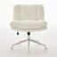Chaise de bureau spacieuse en fausse fourrure crème, base en métal, à usages multiples