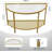 Glass Half Moon Console Table 2 Tier Narrow Entryway Table With Gold Metal Frames, Modern Couch Table Small Entry Way Tables, Easy Assembly, Clear Glass Gold Frames