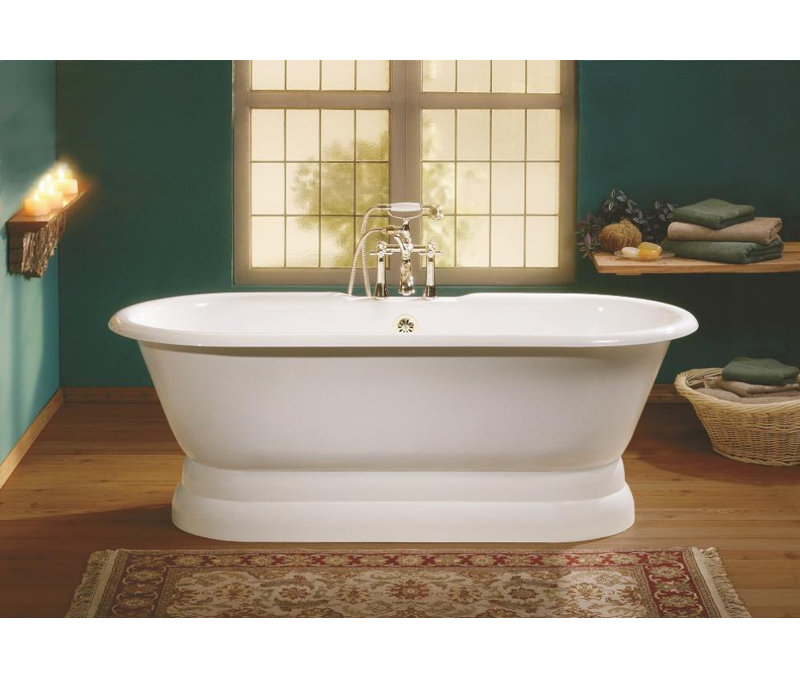 Kristin 61'' Soaking Cast Iron Bathtub, White Interior with White Exterior