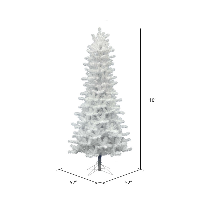 Slim Crystal White Pine Artificial Christmas Tree with Stand, Unlit, 6.5' H