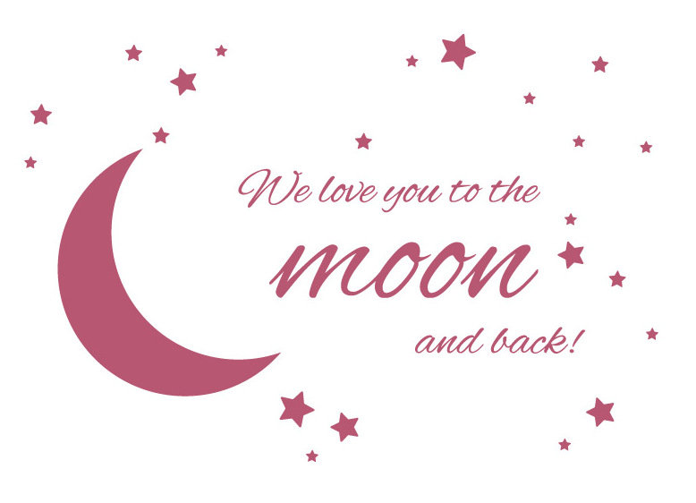 Adhésif décoratif « To the moon and back », H 44 po x l 65 po x P 0,01 po, Rouge à lèvres