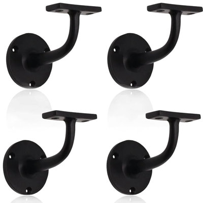 Matte Black Handrail Brackets For Stair Railings Wood And Steel Handrails - 4 Pack
