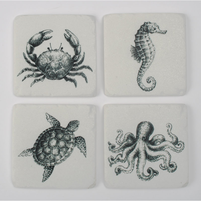 Resin Square 4 Piece Coaster Set