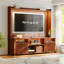 Meuble télé H 70,9 po avec panneau à cannelures, lumières DEL, station de charge et armoires de rangement-736493377