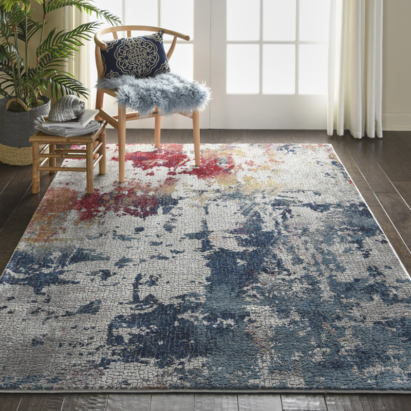 Tapis transitionnel moderne multicolore, Rectangle 4 pi x 6 pi