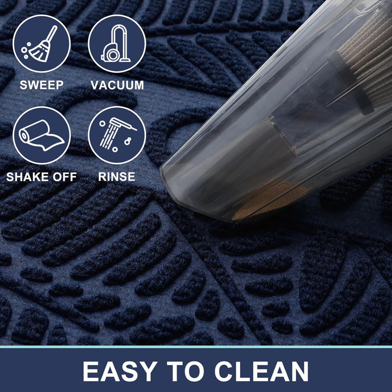 Tapis de porte extérieur antidérapant durable, Bleu marine, L 24 po x L 48 po