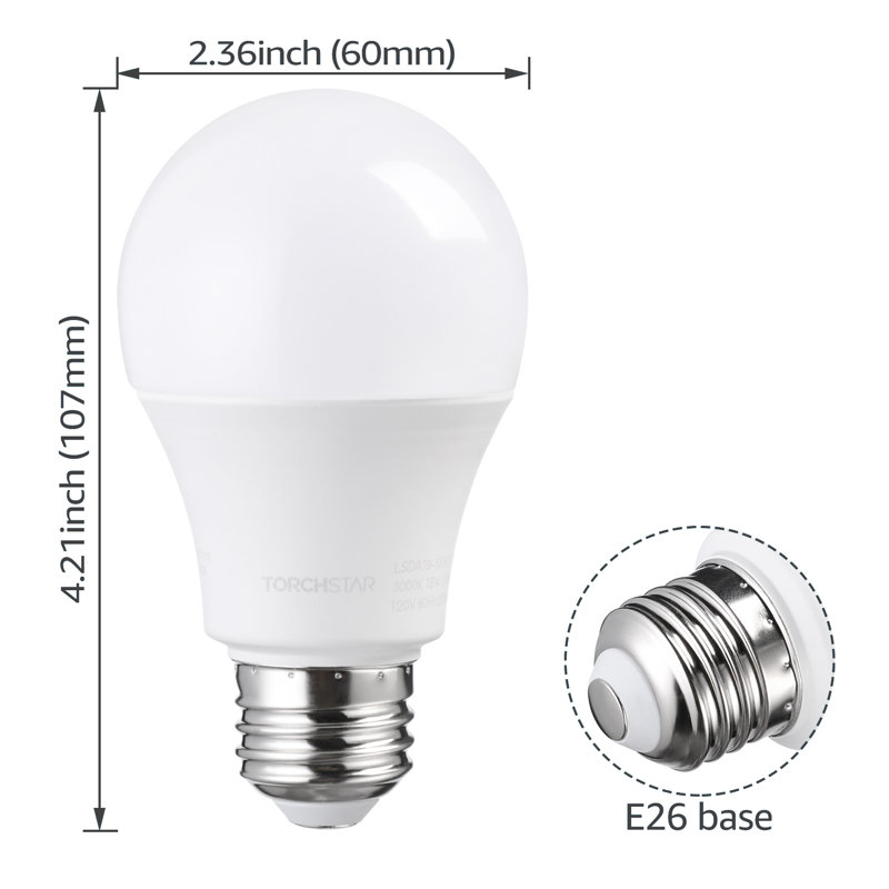 Ampoule à DEL pour ouvre-porte de garage, 15 W (équivalent à 100 W), ampoule A19 ultra brillante de 1500 lm, blanc chaud 3000 K, homologuée UL, résistant aux chocs, minimise les interférence, base E26