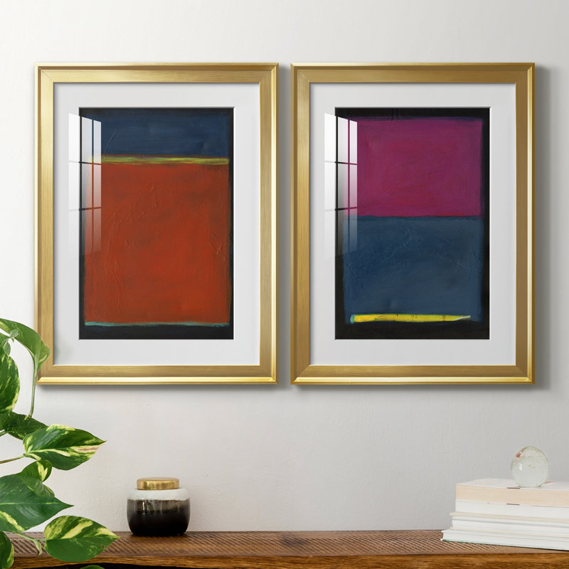 Contemplation I - ensemble de 2 impressions encadrées, Cadre doré, H 30,5 po x l 22,5 po x P 1,25 po