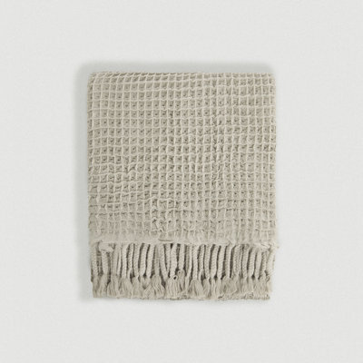 Gray Waffle Weave Throw Blanket