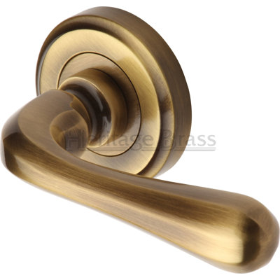 Heritage Brass Diamond Heritage Door Handle Lever Latch on Round Rose Charlbury Design